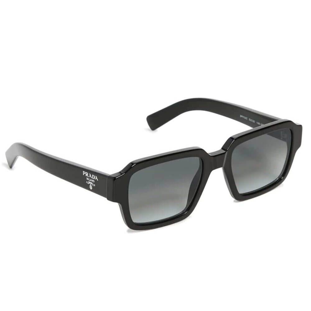 Prada PR 02ZS Square Sunglasses Black Plastic Dark Grey Gradient Silver Unisex - Picture 2 of 14